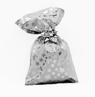 CHRISTMAS Metallic Gift Bags Crystal Pattern with Adhesive Closure