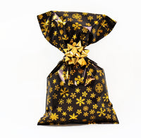 CHRISTMAS Metallic Gift Bags Crystal Pattern with Adhesive Closure