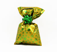 CHRISTMAS Metallic Gift Bags Crystal Pattern with Adhesive Closure