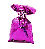 CHRISTMAS Metallic Gift Bags Floral Pattern with Adhesive Strip