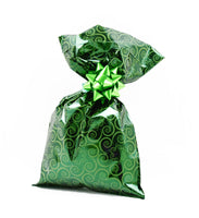 CHRISTMAS Metallic Gift Bags Floral Pattern with Adhesive Strip