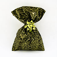 CHRISTMAS Metallic Gift Bags Geometric Dark Pattern with Adhesive Closure