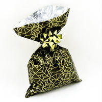 CHRISTMAS Metallic Gift Bags Geometric Dark Pattern