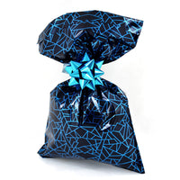 CHRISTMAS Metallic Gift Bags Geometric Dark Pattern with Adhesive Closure