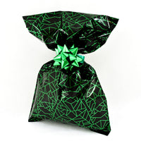 CHRISTMAS Metallic Gift Bags Geometric Dark Pattern with Adhesive Closure