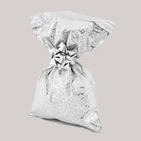 CHRISTMAS Metallic Gift Bags Geometric Spring Pattern with Adhesive Closure