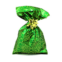 CHRISTMAS Metallic Gift Bags Geometric Spring Pattern with Adhesive Closure