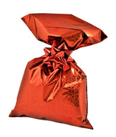 CHRISTMAS Metallic Gift Bags Star Pattern with Adhesive Strip