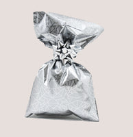 CHRISTMAS Metallic Gift Bags Geometric Winter Pattern with Adhesive Closure