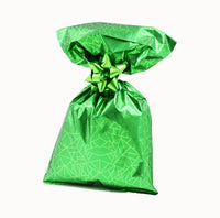 CHRISTMAS Metallic Gift Bags Geometric Winter Pattern with Adhesive Closure