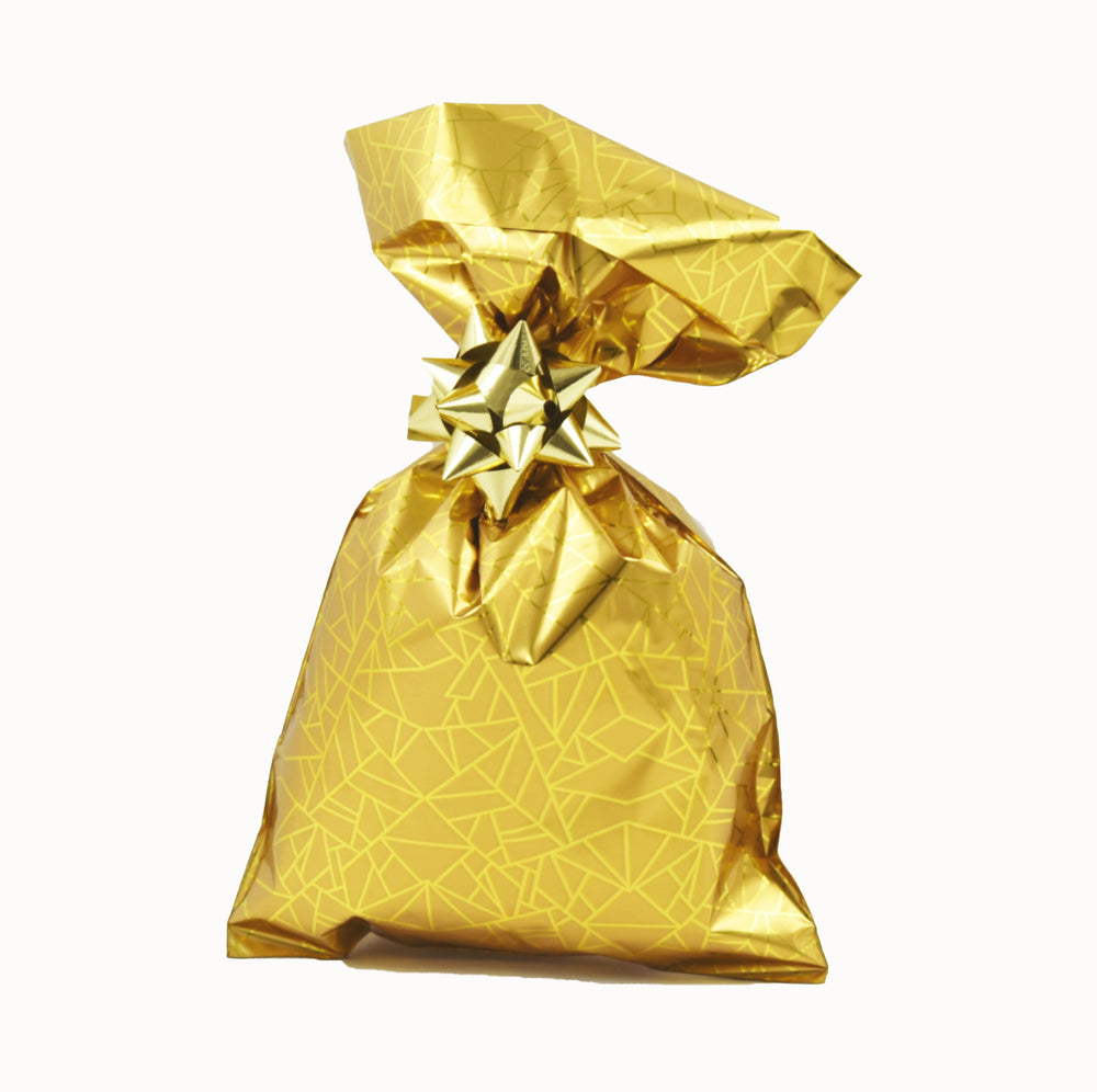 Metallic Gift Bags Geometric Winter Pattern with Adhesive Strip
