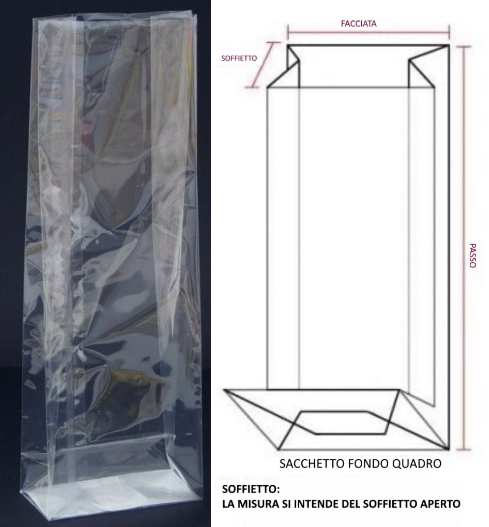 Sacchetti Trasparenti Fondo Quadro per Alimenti