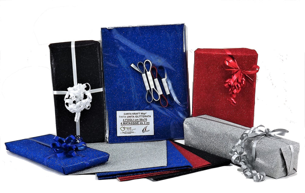 NATALE Sacchetti e Fogli Carta Glitterata