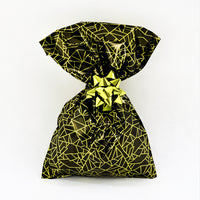 Metallic Gift Bags Geometric Dark Pattern with Adhesive Strip